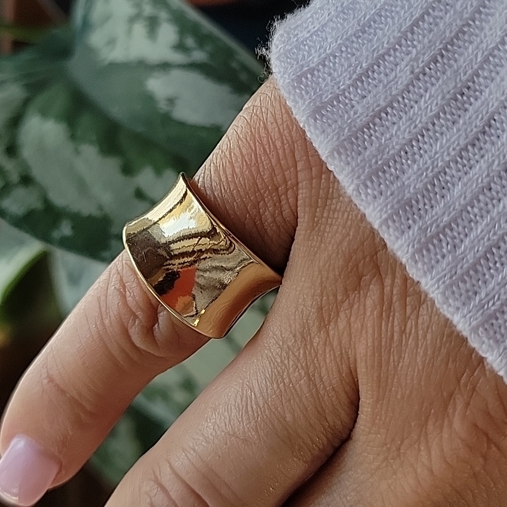 Wide Contour Band Cuff Ring - Picture 3 of 11
